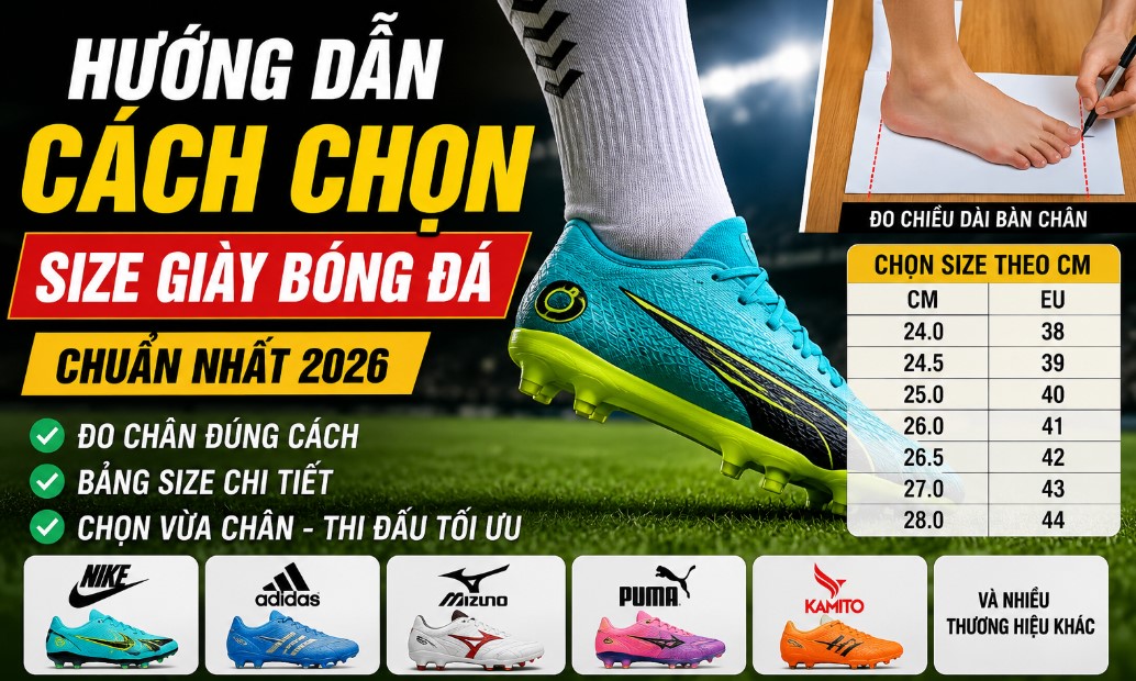 cách chọn size giày bóng đá